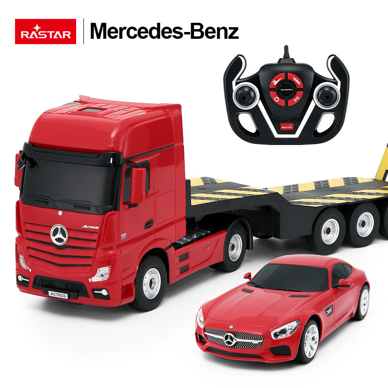 74920 Rastar RC 1 26 Scale Mercedes Benz Actros Truck and Toy Car with Remote Red