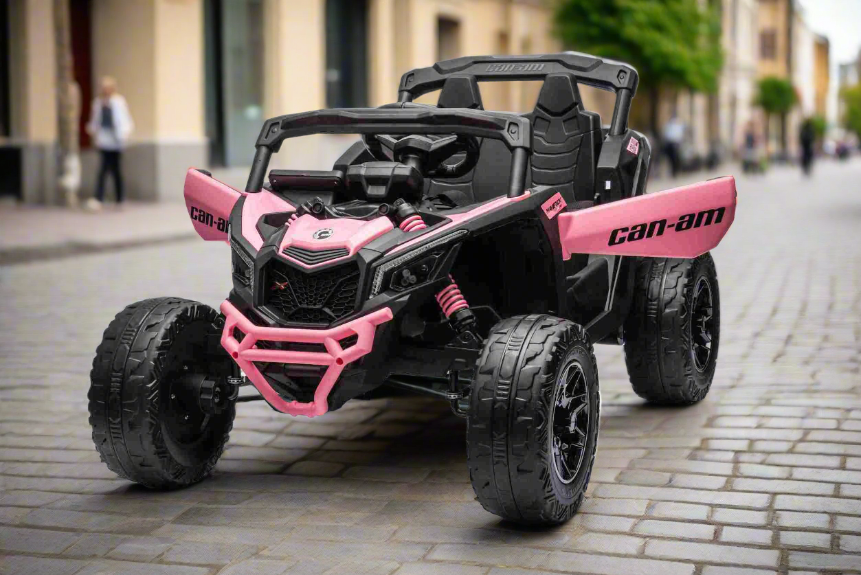 24v Kids Ride on UTV Buggy Can Am Maverick 4 Motors and Remote Pink Smart Play Zone