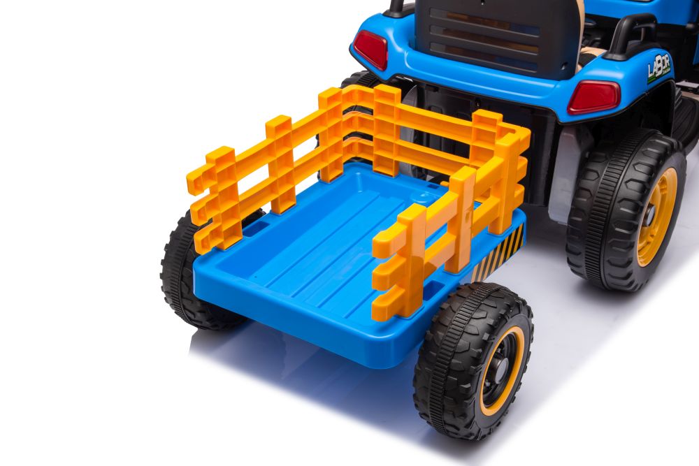 New 12V Kids Ride on Electric Tractor and Trailer with Remote - Blue