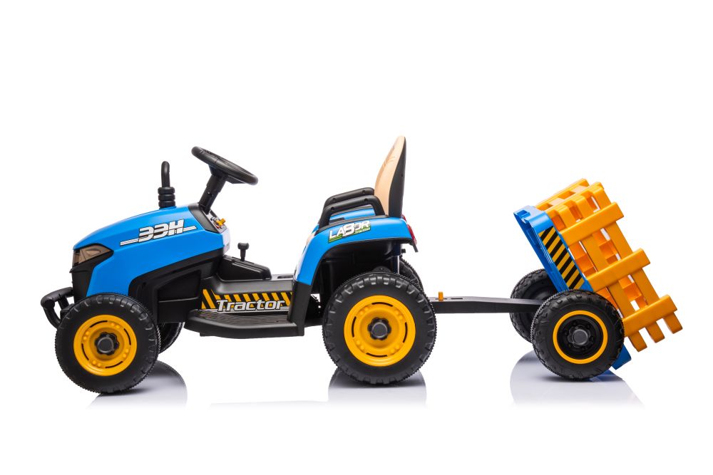 New 12V Kids Ride on Electric Tractor and Trailer with Remote - Blue