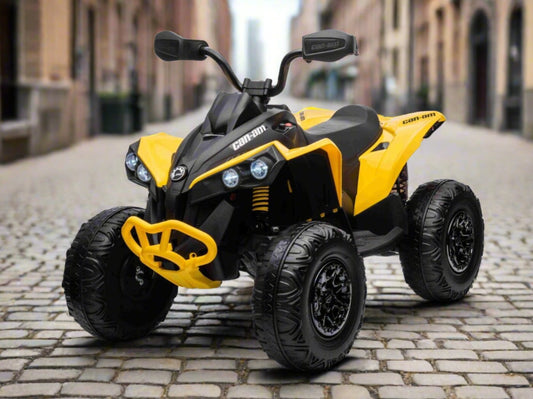 New Licensed Cam-Am Maverick Kids Ride on Electric 24V Quad Bike ATV - Yellow